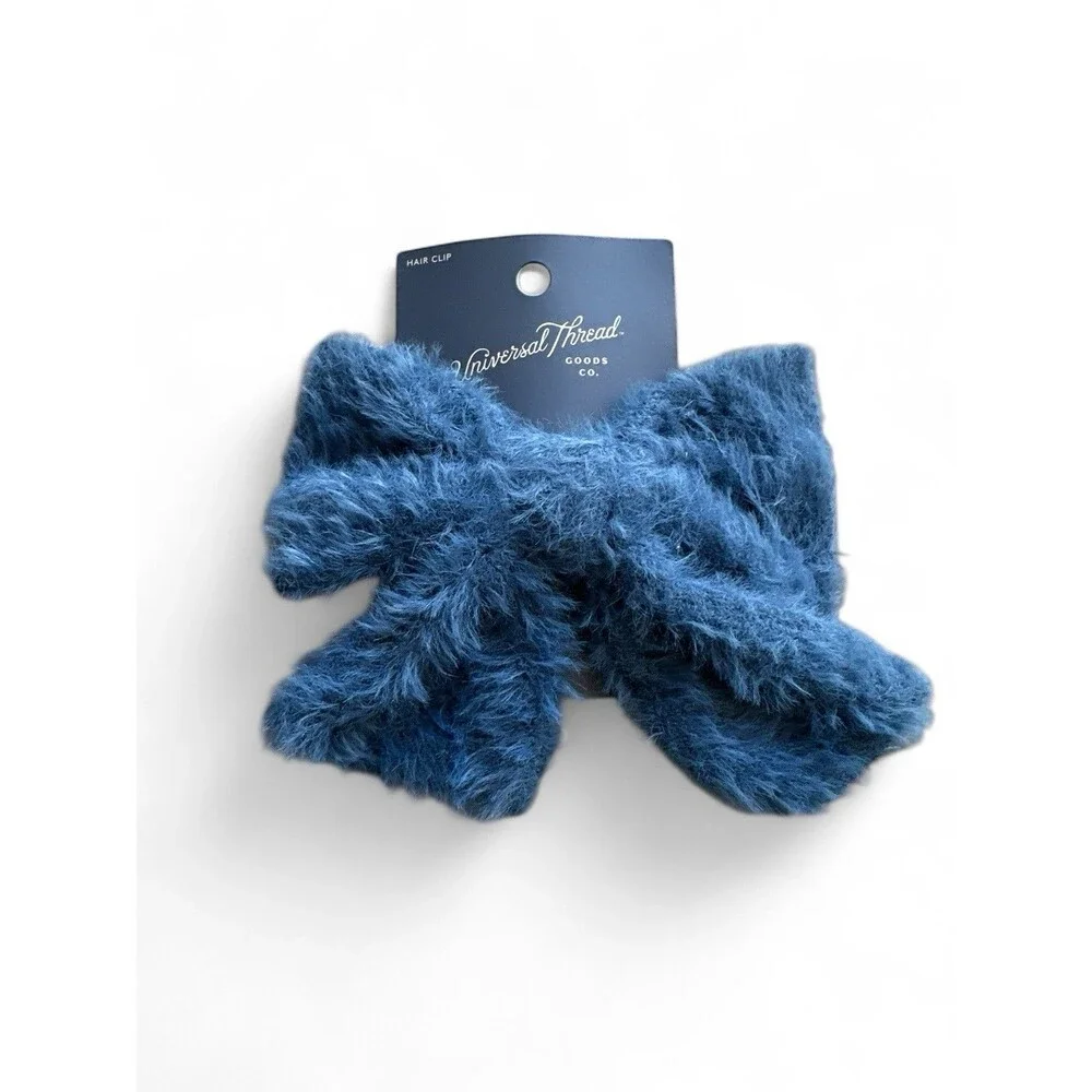 NWT Universal Thread Blue Faux Fur Headband And Bows 3pc $26 Retail